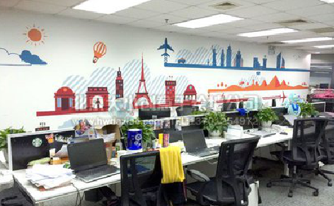 富川教你设计办公室墙绘的方法。