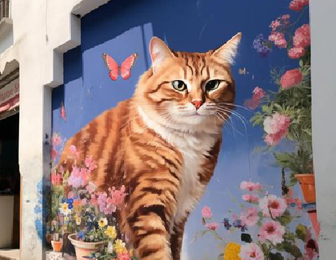 富川自己绘制有个性的手绘墙